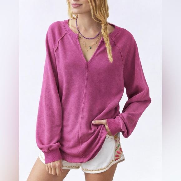 Pilcro Tops - Pilcro Notch Neck Sweatshirt Size XL